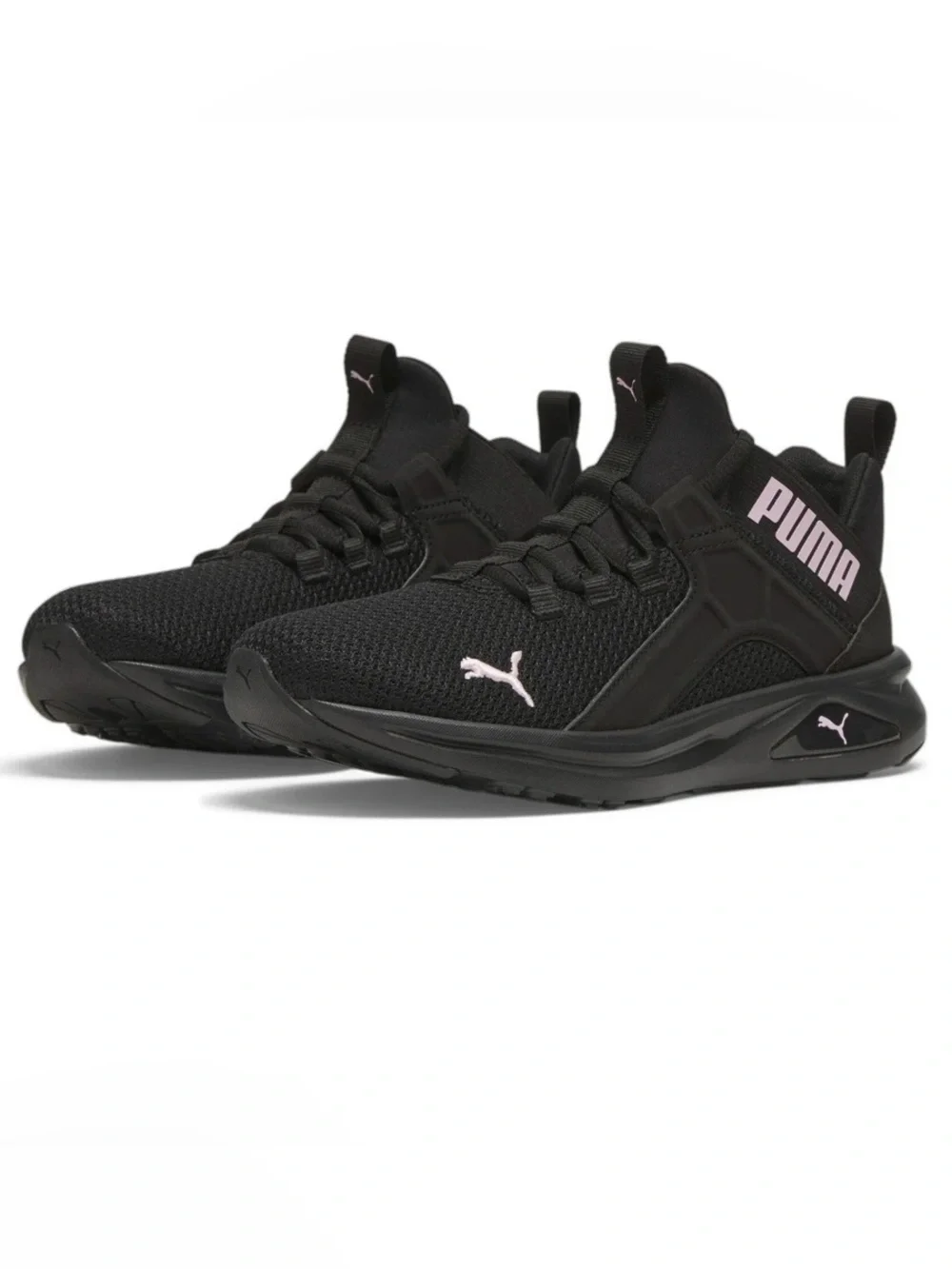 Puma Women's Black Sneakers with Light Pink Logos